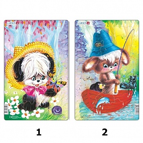 Пазл - Милые животные, 2 вида (Larsen, CU2)